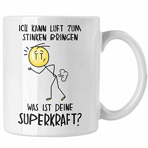 Trendation - Furzen Pupsen Tasse Geschenk Grafik Pupsen Geschenkidee Spruch Lustig (Weiß)