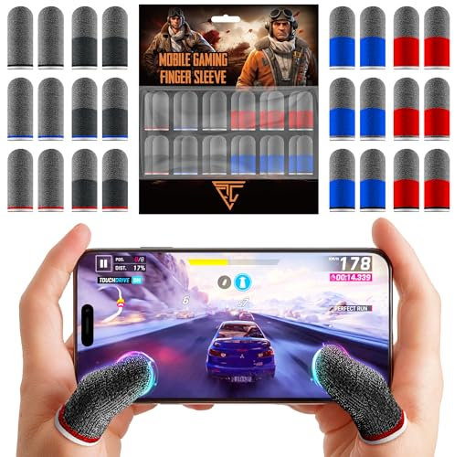 Empire Fingerhülsen für Gaming, 24 Stück Anti Schweiß, Anti Trockenheit, Atmungsaktive & Sensitive Fingerhandschuhe - Silber Fibber Daumen Sleeves Gaming Mobile (Mehrfarbig)
