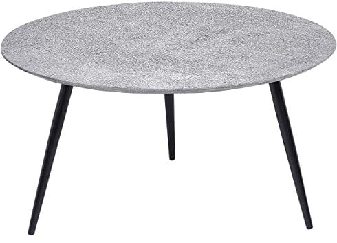 Beliani Moderner Runder dreibeiniger Couchtisch Wohnzimmer Betoneffekt Schwarzer Sockel Effie