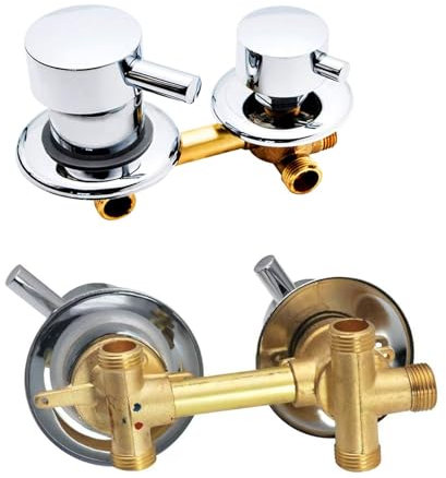 Miscelatore Rubinetti Doccia 2/3/4/5 Vie - Ottone, Interasse 9/10/12,5/14,5 cm - Per Cabina o Bagno Turco (10 cm, Filettato a 3 Vie)