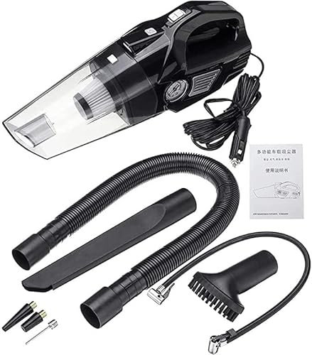 CAFFIA High Power Corded Handheld Vacuum for Car Interior Cleaning, Wet/Dry 12V Best Car Vac with Portable Car Vacuum Cleaner, Digital Air Compressor Tire Inflator for Car Tires,