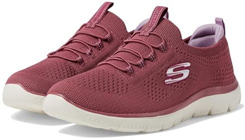 Skechers Baskets Tendance D'Lites Biggest Fan pour Femme, Bordure Lavande en Tricot Mauve foncé, 37.5 EU