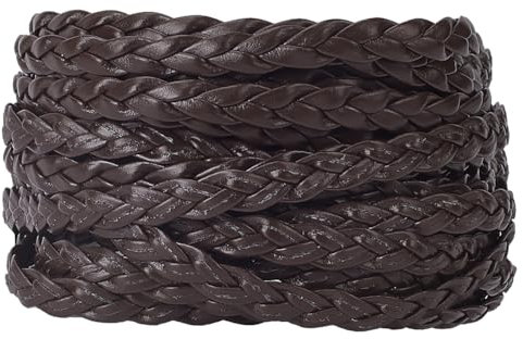 GORGECRAFT 5m*7mm*2mm Cordoncino di Cuoio Piatto Cordoncino di Cuoio Intrecciato Piegato Finta Pelle Corda Filo per Artigianato Cavigliere Girocollo Collana Creazione di Gioielli,Marrone Noce di Cocco