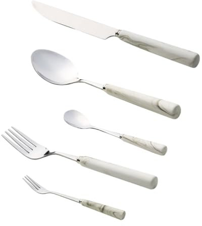 Mikinona Cuter Juego 5 Piezas Tenedores Cena Stainless Steel cuberteria Set Cubiertos Cutter cubertería Mesa faqueiro Juego Cuchara y Tenedor y Tenedor Cúter