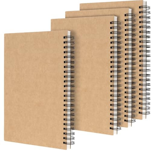 SYUTBOU 4 Stück A5 Skizzenbuch Spiralbindung, 30 Blätt 120gsm A5 Skizzenblock Blanko,Zeichenblock Skizzenbücher Skizzenheft Blanko für Skizzen, Zeichen, Doodling, Schreiben