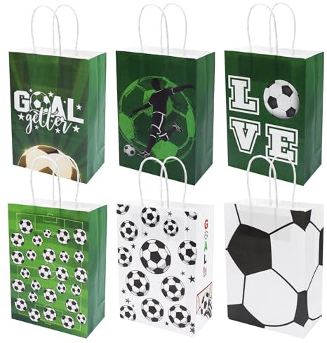 Fußball Papiertüten, 12 Stück Fussball Geschenktüten Partytüten Party Mitgebsel Tüten Gastgeschenk Fussball für Kindergeburtstag Kinder Geschenk