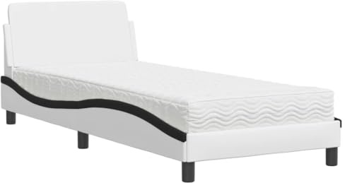vidaXL Bett mit Matratze Dover Weiß und Schwarz 80x200 cm Kunstleder