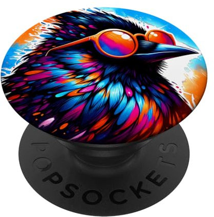 Coole Batik-Amsel-Sonnenbrille, Vogel-Illustrationskunst PopSockets mit austauschbarem PopGrip