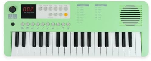 Axus 37 Mini Portable Keyboard in Mint Green - Fun Electric Piano for Beginners, USB-C or Battery Power