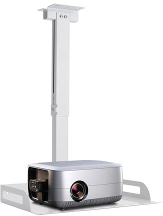 Support universel pour projecteur avec tablette - Hauteur réglable - Guide de câble en acier carbone - Jusqu'à 6 kg - Support de plafond universel pour projecteurs, routeurs, etc