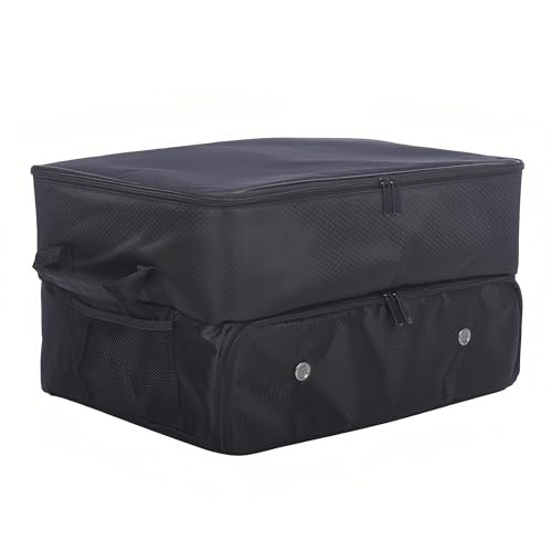 AevQuas Golf Trunk Organizer - 2 Layer Car Locker Storage Bag, Men's Golf Gear Locker & Shoe Organiser for Balls, Tees, Clothes, Gloves, Accessories, Enthusiasts Gifts