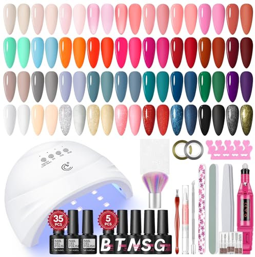 COSCELIA 35 Farben UV Nagellack Set mit Lampe - Gelnägel Starterset - Elektrische Nagelfräser - Rot Rosa Nude Gelnägel Set Nägel Selber Machen zu Hause