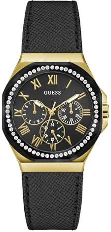 Guess Watches Ladies Glaze Damen-Armbanduhr Analog Quarz mit Lederarmband GW0753L4