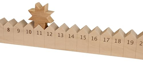 Adventskalender Holzleiste mit Stern, gelasert, Ahornholz