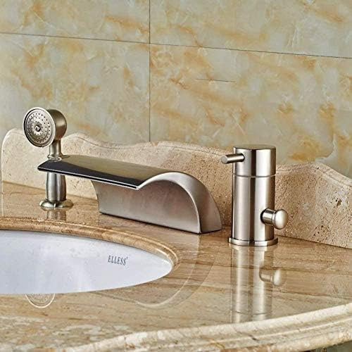 Küchenarmaturen Küchenarmatur Wasserhahn Modern Gebürstetes Nickel Badewannenarmatur 3-teilig Deckmontierte Mischbatterie