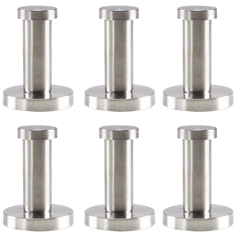 Luabue 6 Piezas Ganchos de Pared Redondos Plata Ganchos Toallero de Acero Inoxidable Perchero de pared Perchero de Baño 52MM con Tornillos Anclas para la Cocina, el Baño y el Dormitorio