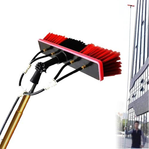 Dnowegas Teleskop Waschbürste 15m Gold mit 55cm Bürste, Für PV-Anlagen und Glasreinigung, Wasserführende Teleskopstange, Leicht & Komfortabel