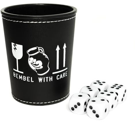 BEMBEL WITH CARE - Würfelbecher inkl. 6 Würfel in edelem Schwarz