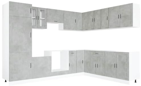 vidaXL 14-TLG. Küchenschrank-Set Porto Betongrau Holzwerkstoff