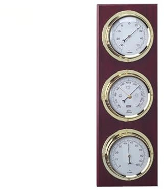 Stazione meteorologica nautica argento Barometro e stazione meteorologica in legno nautico 39 cm, Stazione meteorologica interna esterna. 3 orologi, barometro, igrometro, termometro