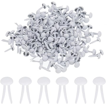 PATIKIL 1000 PCS Paper Brass Fasteners Split Pins Pastel Mini Metal Brads Round Head Plated Fastener for Craft Art Scrapbooking DIY Supplies, White, 4.5 x 8 mm