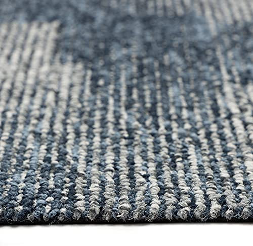 FLOORDIREKT - Teppichfliesen selbstliegend für Büro & Gewerbe - Fliesen Teppiche je 50x50 cm - robuster Teppichboden - Bodenfliesen mit antirutsch Vinyl Rücken (Santo Dunkelblau 83, 50x50)
