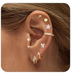 Diamday 8 Paar Ohrringe Gold Silber Chirurgenstahl Piercing Ohr Helix Piercings Ohrstecker Gold Medizinische Ohrstecker Hypoallergene Creolen Ohrringe Set Piercing Ohr Conch Tragus Helix Piercings Set
