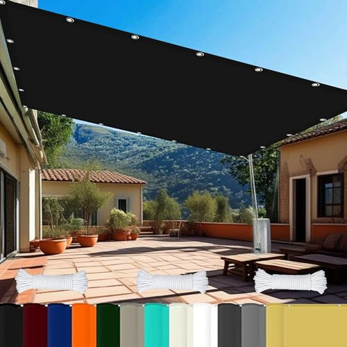Toldo Vela 0.5 x 1 m Resistente Al Agua con Ojales y Cuerdas Rayos UV HDPE Velas para Sombra Rectangular Vela Toldos para Aire Libre Piscina, Negro