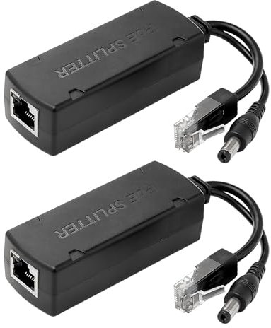 Leehitech 2 Stück 100 M PoE Splitter Adapter 48 V auf 12 V/2 A, IEEE 802.3afaf/at Standard, 100 Mbps, DC-Stecker 5,5 × 2,1 mm, Plug and Play kompatibel mit IP-Kamera, WLAN Access Point, VoIP Telefon