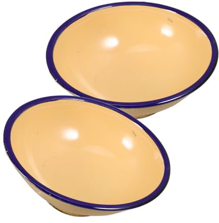 Zerodeko 2pcs Bowl Instant Noodles Cup Dinnerware Condiment Egg Boiler Food Containers Trifle Kettle Double Pan Mixer Pot Charcuterie Basin Pasta Big Mug Pour Dishes Insulate Enamel Yellow