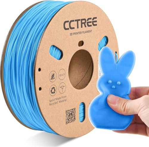CCTREE TPU Filament 1.75mm, Flexible Soft Shore 95A Hardness 3D Printer Filament, Dimensional Accuracy +/- 0.03 mm, 1KG Spool (2.2 lbs), Himmelblau