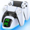 RGB Stazione Ricarica per Controller PS5, 2H Rapida Base Ricarica per PS 5, Caricatore per Playstation Five Originali & Edge con 9 Modalità RGB, Stazione di Ricarica per Giochi Playstation5 Accessori