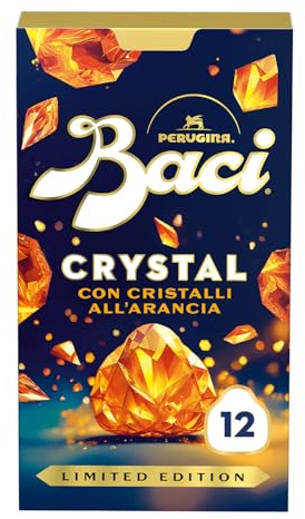 BACI PERUGINA Crystal Cioccolatini Fondenti all'Arancia ripieni al Gianduia, Scatola 150g
