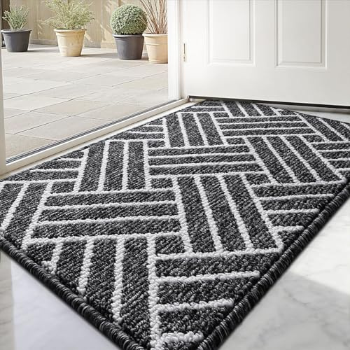 Sour Lemon Fußmatte 50x80cm – rutschfeste & Waschbare Schmutzfangmatte – Linienmuster Hochsaugfähige Türmatte für Innen und Außen,Eingang & Haustür,Hund,Küche,Patio, Flur, Garten