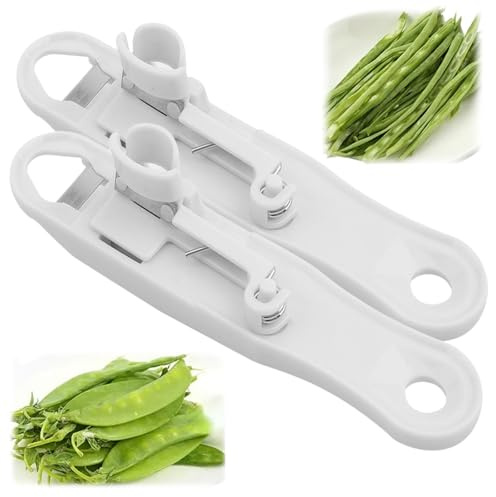 Runner Bean Slicer & Stringer Pro - Ultimate Green Bean C/utter,Shredder,Peeler & Vegetable Slicer Tool,Kitchen Gadgets,Accessories & Tools for Home & Restaurant Use,Kitchen Accessories (2-Pack,White)