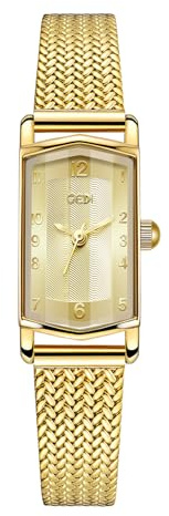 Zeruye Damen Golduhren Rechteckige Analoge Quarz Armbanduhr Edelstahl Frauen Luxus Kleine Goldene Mode Armbanduhren