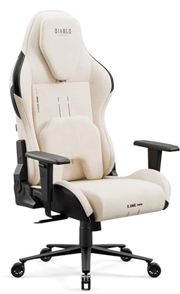 Diablo X-One Prime Silla Gaming Ergonómica de Tela con Asiento Refrigerante, Reposacabezas Memory Magnético, Soporte Lumbar Ajustable y Base Metálica - 140 kg - Desert Storm