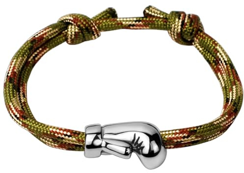 Ernestine - Bracciale Boxe in acciaio inossidabile regolabile - Idea regalo pugile uomo sport combattimento - Bracciale guanto da boxe sport - Regalo uomo Natale compleanno festa del papà - ragazzo