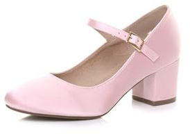 AJVANI Womens Ladies mid Block Heel Strap Work Evening Party Mary Jane Court Shoes Size 6 39
