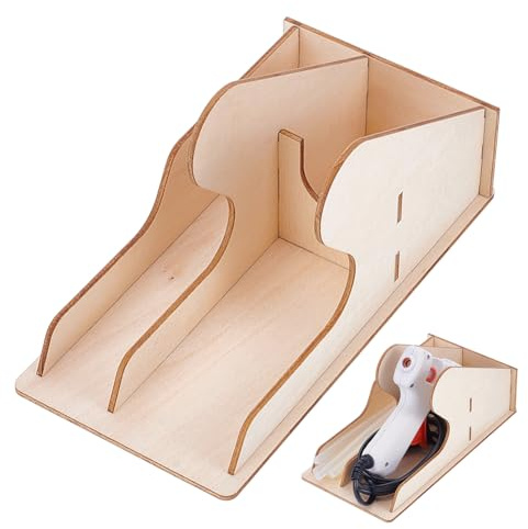NBEADS Mini Hot Glue Gun Holder, MDF Hot Glue Gun Holder Stand Storage with Glue Stick Organizer for Craft Storage and DIY Project, 19.5x10x10.5cm