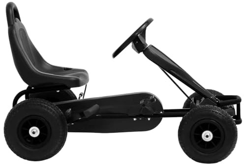 Xolmizyn Kinder Go-Kart mit Pedalen Schwarz, Tretauto für Kinder 3-6 Jahre, Gokart mit Luftreifen und Handbremse, stabiles Pedal-Gokart für Outdoor Spielspaß