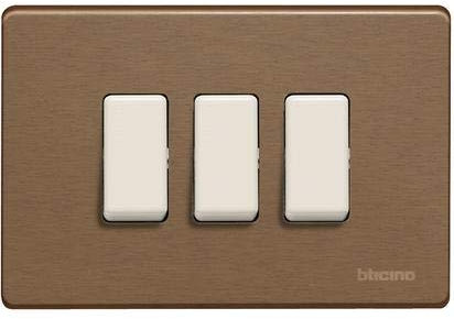 BTicino 503/3/BR Placca Magic 3 posti, Bronzo - BTICINO 503/3/BR