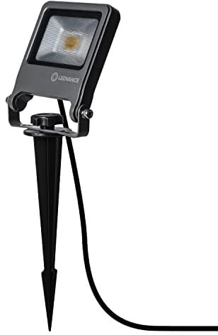 LEDVANCE LED Garten-Flutlicht, Leuchte für Außenanwendungen, Warmweiß, Endura Garden Flood Spike, Dunkelgrau, 10 Watt