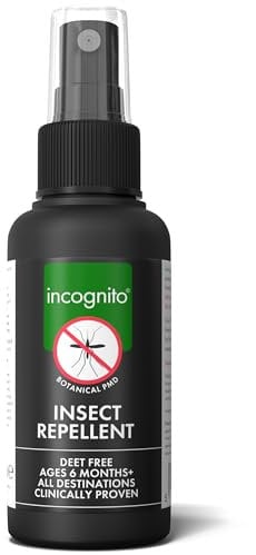 Incognito Insect Repellent Spray, 50ml - Natural DEET Free, Shields from Wide Range of Biting Insects. Clinically Proven Protection from Ticks & Dengue Carrying Mosquitoes, Organic Mosquito Repellent