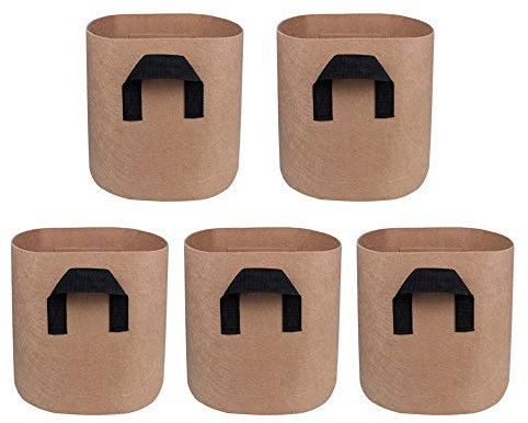 Mintice 5 Stück Pflanzen Tasche Pflanzenwuchsbeutel Pflanzsack atmungsaktiv Pflanzgefäßbehälter Töpfe Griff Zuhause Garten für Kartoffel, Tomate, Karotte 7 Gallonen Braun