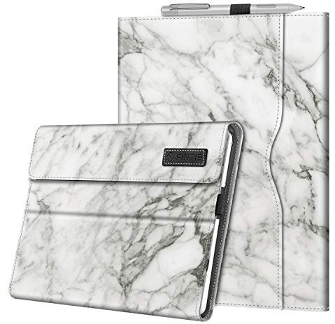 Fintie Hülle für Microsoft Surface Go 4/3 / 2 / Surface Go 10 Zoll Tablet - Multi-Sichtwinkel Kunstleder Schutzhülle mit Dokumentschlitze, Type Cover Kompatibel, Marmor Weiß