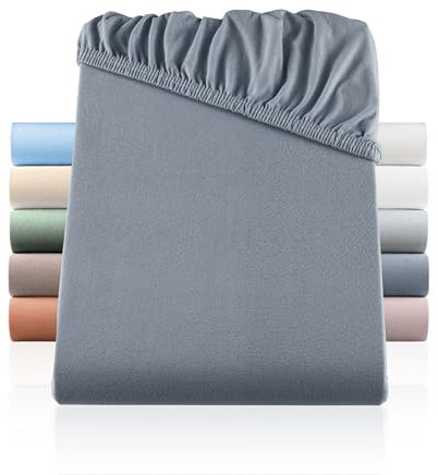 BaSaTex Doppelpack Bio Jersey Kinder Spannbettlaken 100% GOTS Zertifizierte Baumwolle - Spannbettlaken für Kinder- und Babybetten 60x120 – 70x140 cm - Farbe: Anthrazit