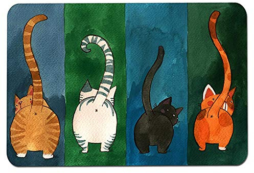 HERCHR Cute Cat Butt Indoor Door Mat, Funny Doormat Non-slip Area Rug Absorbent Carpet for Front Door Bedroom Living Room Bathroom(L)