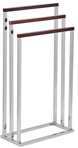 Handtuchständer in verchromter Edelstahloptik mit 3 Armen Silber/braun Charras