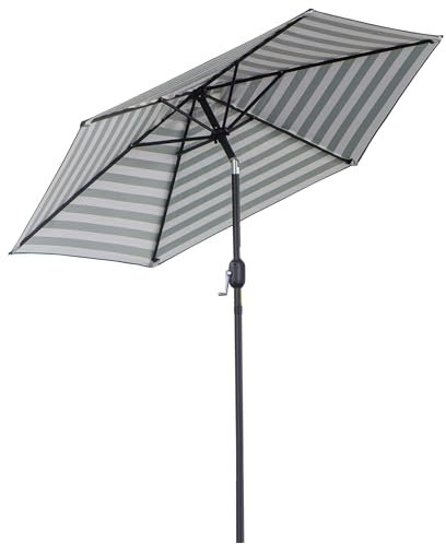 Outsunny Sonnenschirm Gartenschirm Terrassenschirm Gestell Stahl im Freien Grüner Streifen Ø230 x 216 cm